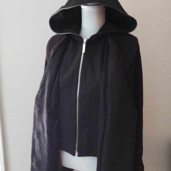KENSIE Double Breasted Hoodie Peacoat Black Size XS - Picture 7 of 14